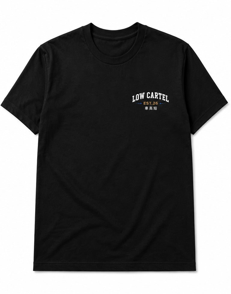 Automotive streetwear tee with wheel design celebrating stance and fitment culture