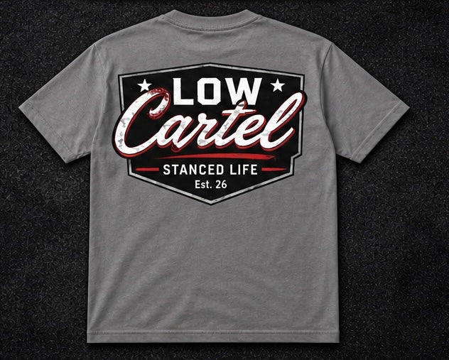 Low Cartel back print shirt designed for JDM and lowered car enthusiasts